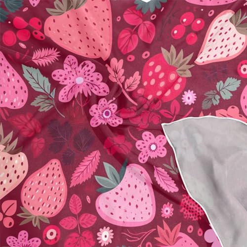 Kigai Square Scarf for Women Cute Strawberry Silk Feeling Head Scarf Breathable Lightweight Hair Scarf Neck Scarf, 23.6 × 23.6 inch Women's Bandanas & Scarves4