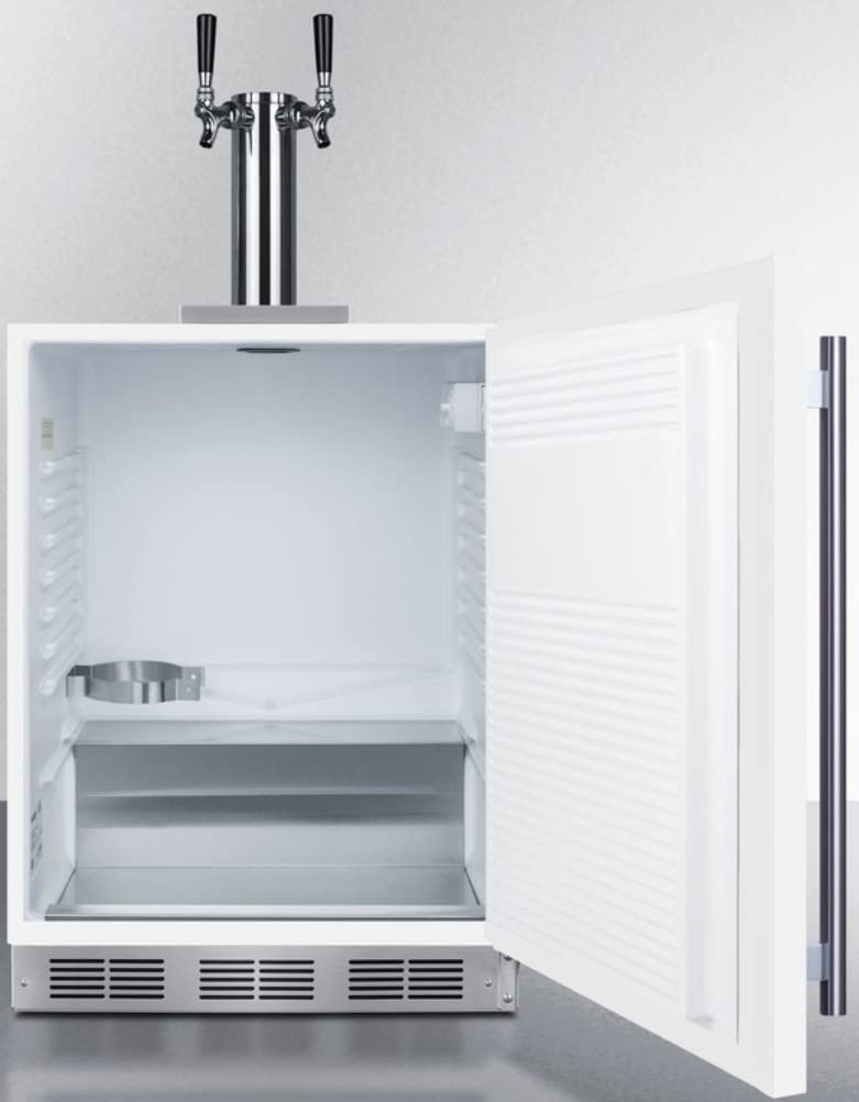 Summit Appliance Sbc58whbiadawkdtwin 24" Wide Built-In Undercounter ADA Height Commercially Listed Dual Tap Wine Dispenser In White With Stainless Steel Handle, Auto Defrost, Adjustable Thermostat on Fridge.com - View 3