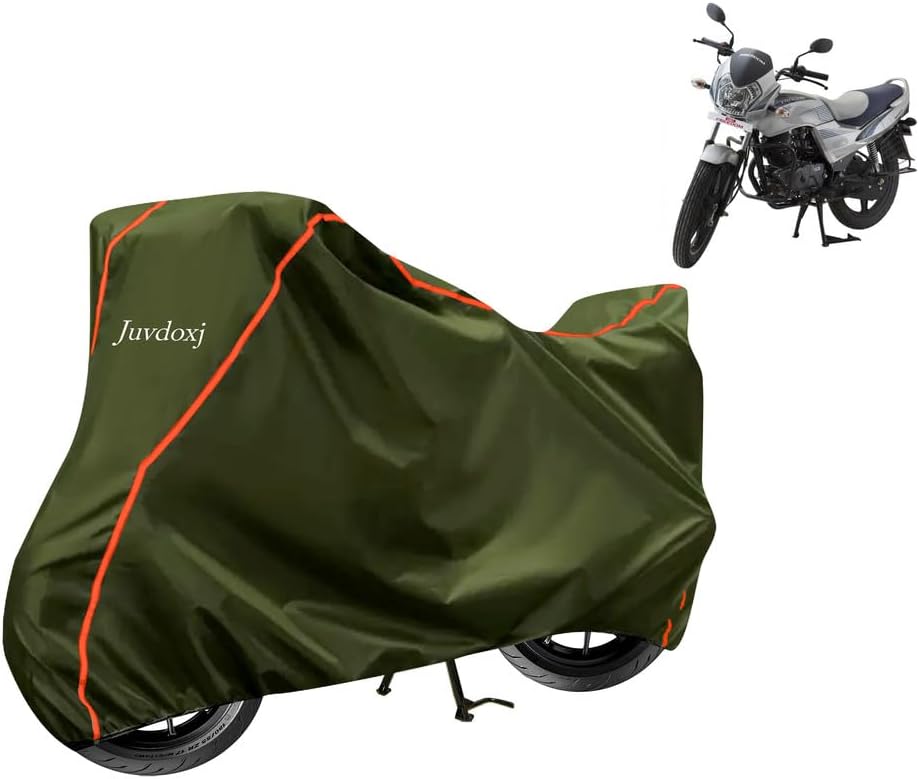 Juvdoxj - Bike Cover Water Resistant Compatible with LML Freedom DX Bike Cover with Elastic and Belt Bukle Lock with Stripe Piping Design (Green and Orange)
