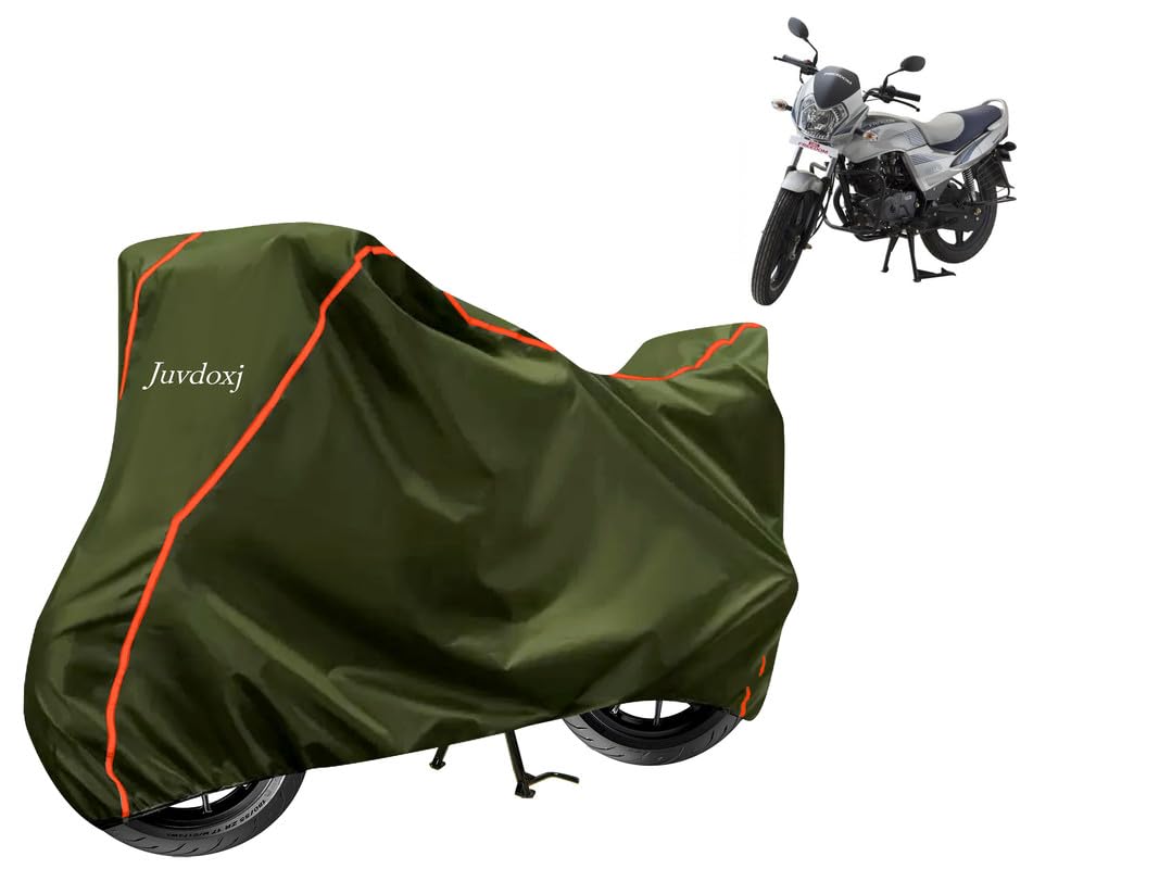 Juvdoxj - Bike Cover Water Resistant Compatible with LML Freedom DX Bike Cover with Elastic and Belt Bukle Lock with Stripe Piping Design (Green and Orange)