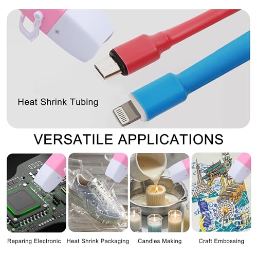 mofa Mini Variable Temp Heat Gun 350W 250℉~850℉(150℃- 450℃) Fast Heating,LCD Digital Display Hot Air Gun Tools with Reflector Nozzle&Tripod Overload Protection for Crafting,Embossing,Drying (Pink) - Thumbnail 6