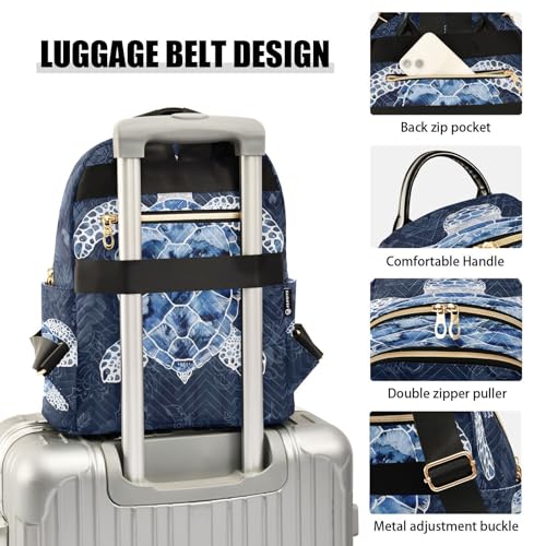 Image of ALAZA Blue White Turtle Flower Women Backpack Purse Ladies Fashion Shoulder Bag Daypack Travel Bag 10L