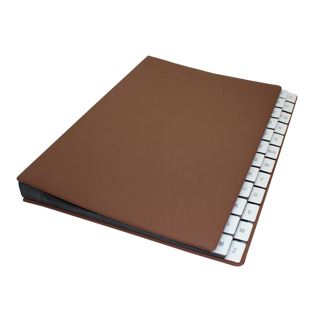 Classificatore con registro a Z in pelle bovina pieno martellata in marrone