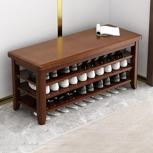 IYUESQ Zapatero de Madera de 2 o 3 Niveles, Moderno Banco de Zapatos para Entrada, Ahorra Espacio en la Sala de Estar o el Pasillo (Nogal, 100 x 30 x 52 cm).