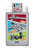 Tamaño: 140 x 200 x 40 cm Sahinler/Star Wars Lucas Film 22010034 Disney - Juego de Cama Funda nórdica de 140 x 200 cm y Funda de Almohada de 63 x 63 cm, algodón, Color Gris
