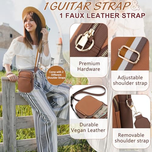 VX VONXURY Zip Cell Phone Bag, Small Fashion Women Crossbody Purse with 2 Removable Shoulder Straps and 3 Card Slots3