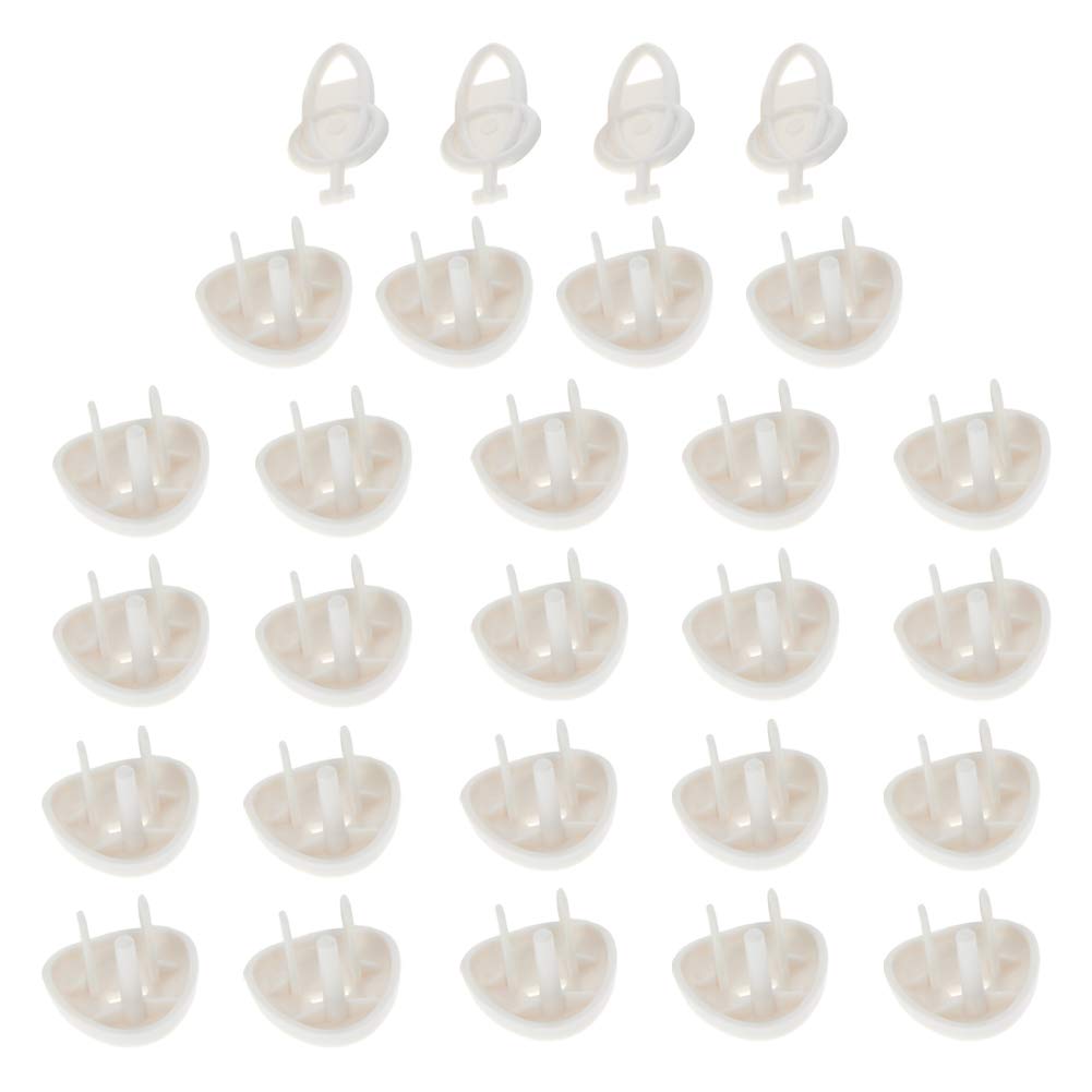 Fielect Outlet Plugs Covers Childproof Outlet Covers Protectors Electric Socket Cover Electrical Protector 3-Pin White, 24 Pcs Protection Cap + 4 Pcs Opener