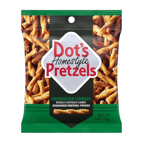 Image of Dot's Pretzels Parmesan Garlic Seasoned Pretzel Twist Snack, 1oz Individually Sized Bag (10 Count)