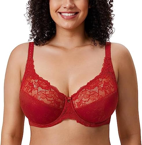 DELIMIRA Damen Minimizer Spitzen BH mit Bügel | Spitze, ohne Einlagen, Große Größen BHs