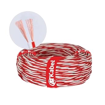 AT Kabel Flexible PVC Wire 40/76 2 Core Electrical Wire, Home Electrical Wire/Cables 90 mtr (White/Red)