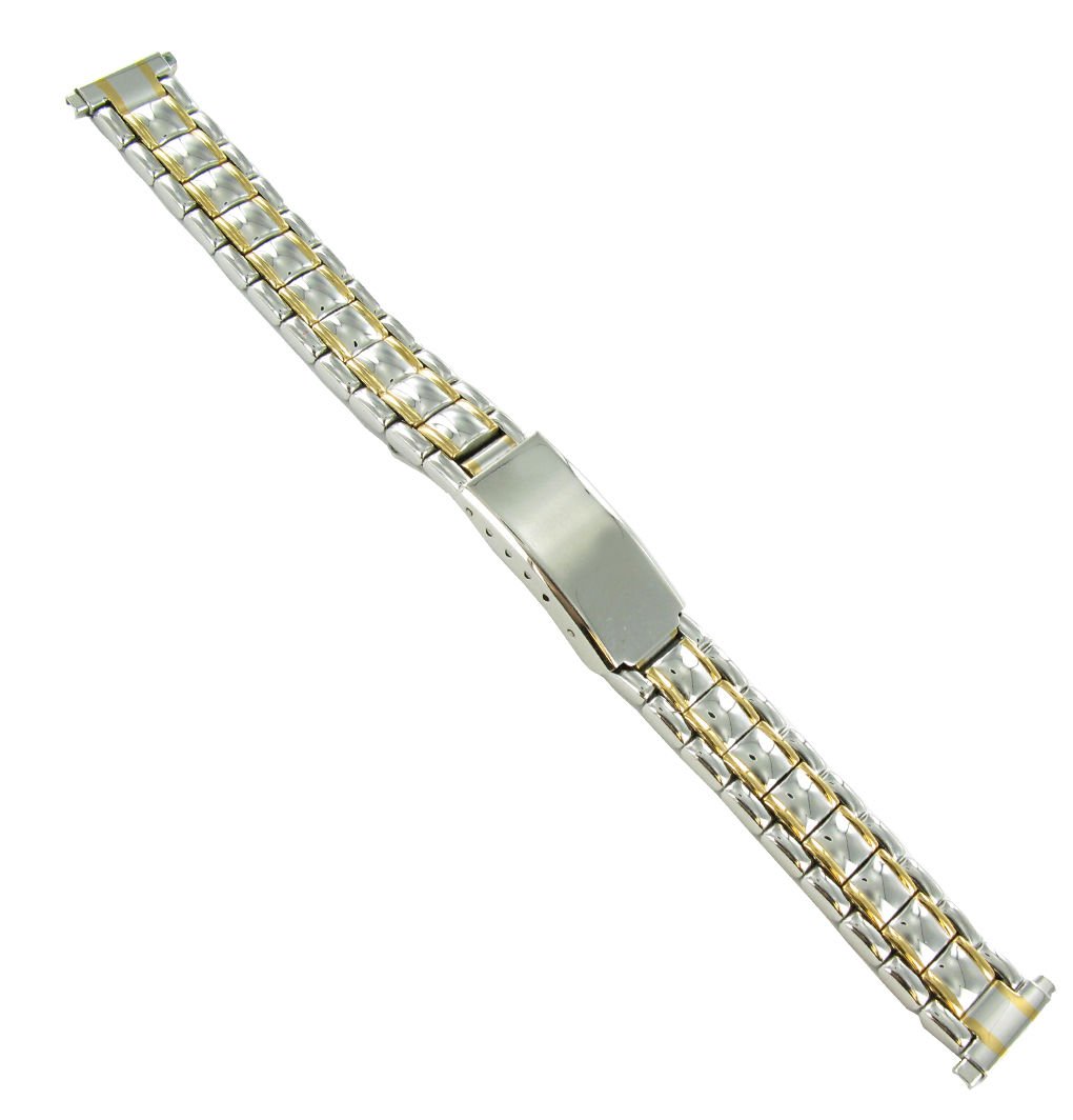 12-15mm Milano Two Tone Shiny Stainless Steel Buckle Watch Band Ladies 3865 Set of Two