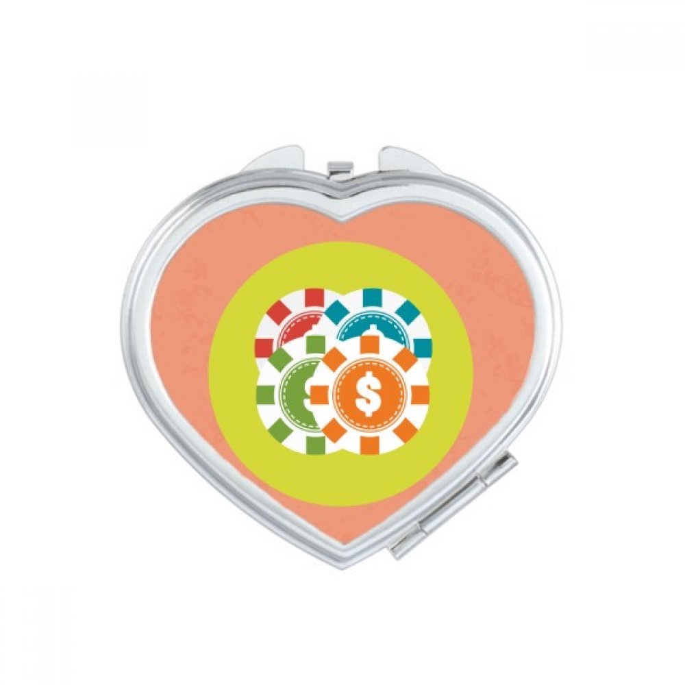 Miroir compact maquillage portable mignon et miroir de poche cœur multicolore