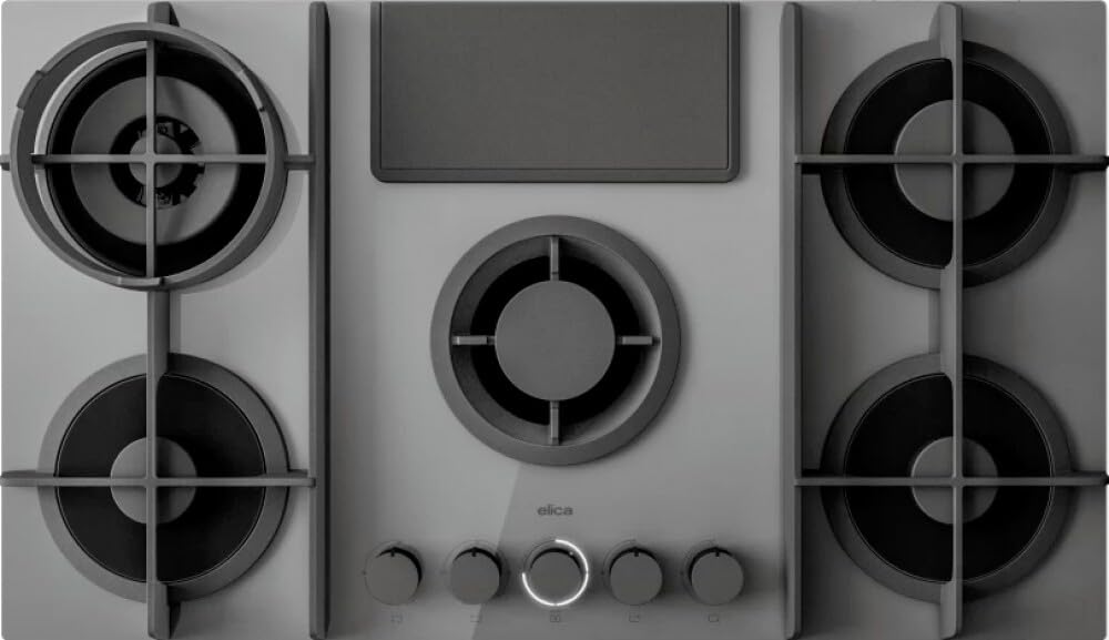 Elica PRF0196343, Placa de gas con campana extractora integrada NIKOLATESLA FLAME EVO GR/A/88, Grey