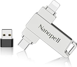 【Sans Application】Nanopell Clé USB 32 Go, 3 in 1 Cle USB lphone Avec Boîtier Entièrement Métallique et Fonction Etanche. lPhone Cle USB pour Photos et Données. Clé Stockage Compatible i0S/Android/PC.