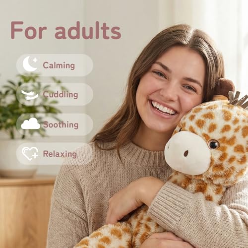 Image of Niuniu Daddy Weighted Stuffed Animal for Kids & Adults, Large Plush Toy with Soft Fur, Weighted Plushies Pillow for Sensory Calm, Huggable Gift for Everyday Comfort, Giraffe, 20 inch, 3.3 lbs