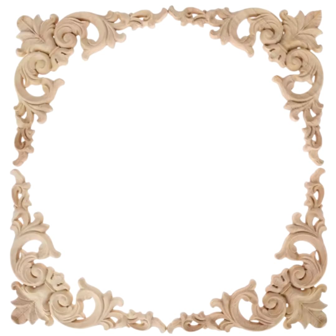 Legno Intagliato Set Di 4 Angolari In Impiallacciatura Di Legno Massello Per Porte Letti Armadi E Decorazione Di Mobili 30 * 30cm