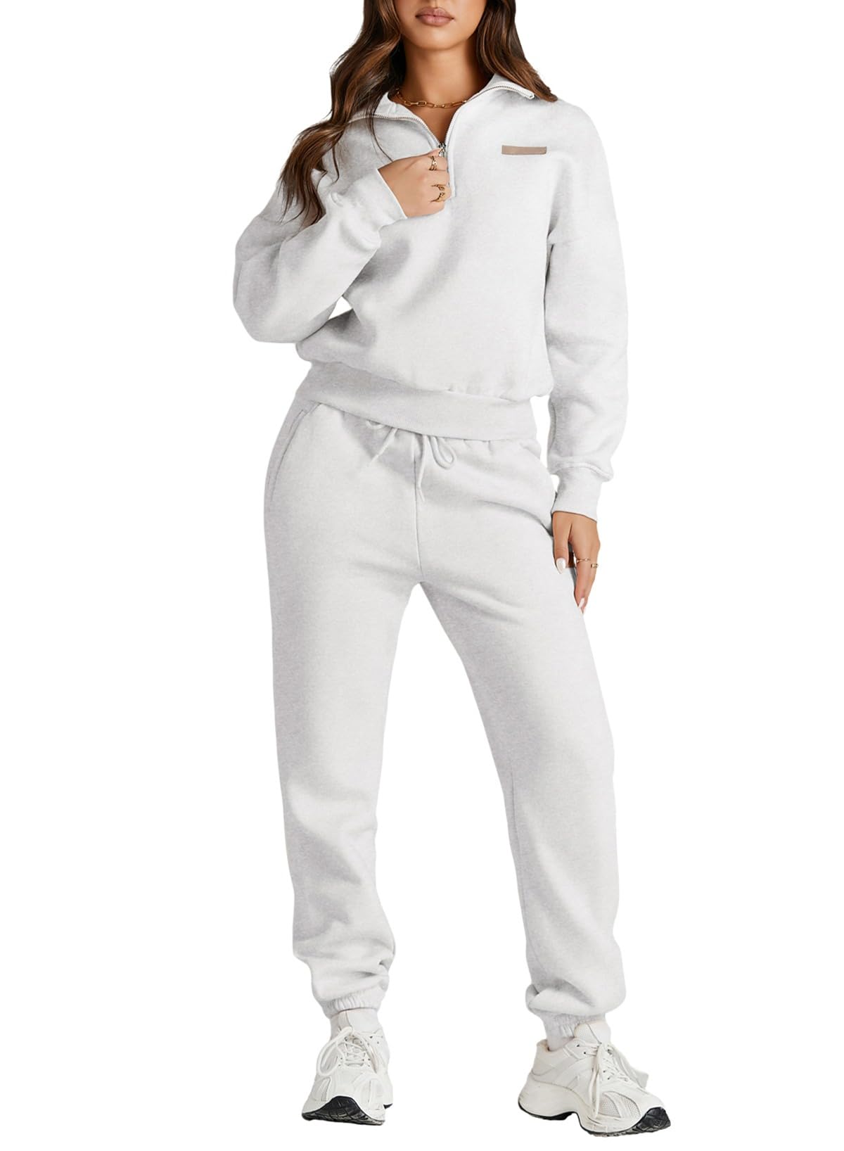 Herseas Women 2 Piece Outfits Sweatsuit Lounge Set Half Zip Pullover with Jogger Airport Tracksuit Matching Pants Set