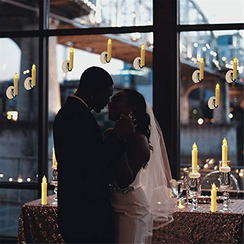 Mixaly 12 Pcs Flameless Window Candles - Ivory Battery Operated Led Taper Candles With Remote Updated Timer Function - Christmas Candles Warm White - Perfect For Wedding/Birthday/Party Decor #TOP4