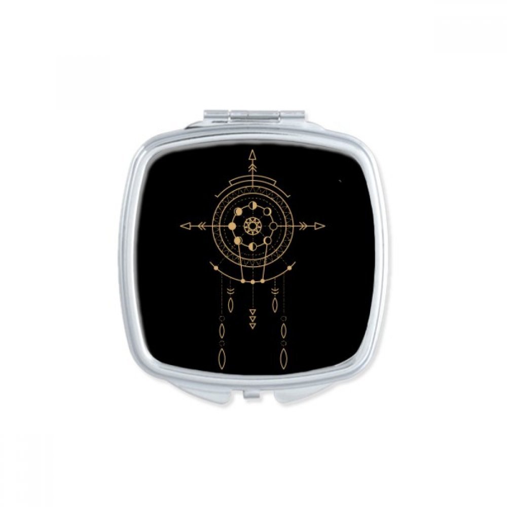 Miroir compact carré portable contre les retouches manquées avec motif géométrie alien
