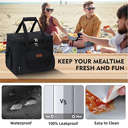 Large Insulated Lunch Bag For Men Women, Dual Expandable Lunch Bags Volume 40 Cans, Leakproof Camping Coolers Portable Lunch Tote For Adult Picnic Beach Travel Hiking Work Lunchbox #TOP3
