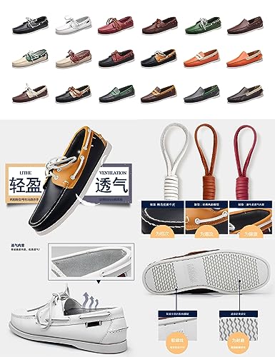 Men's Leather Fashion 2 Eye Boat Shoes,Lightweight Comfort Non-Slip Casual Driving Walking Moccasin Wendy Penny Loafers2