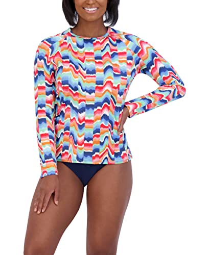 Image of Nautica Women's Long Sleeve Rashguard - Quick-Dry, UPF Protection, Swim Shirt, Pool, Beach, Hiking, Yoga, Volleyball