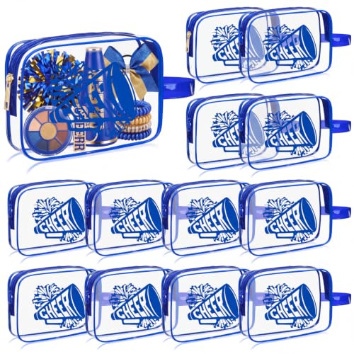 Kacctyen 12 Pcs Cheer Makeup Bag Cheer Gifts Bulk for Team,blue