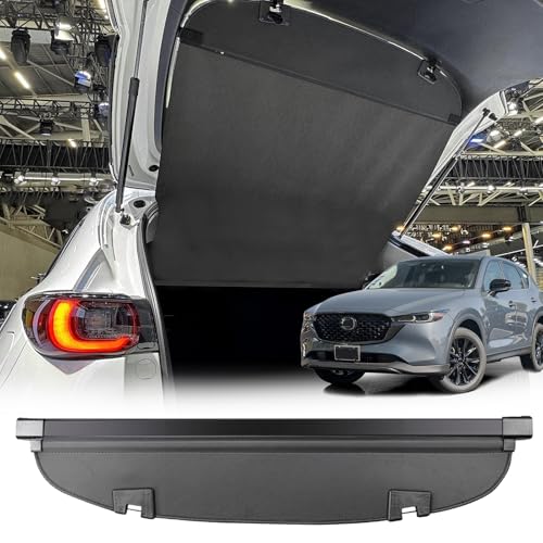 Volcaner for Mazda CX5 Trunk Cover Cargo Cover Accessories Leather Retractable Cargo Cover for 2025 Mazda CX-5 Accessories 2024 2023 2017-2022 Anti-Peeping Anti-Theft Privacy Screen Shade