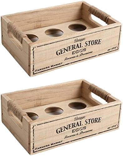 2 x Vintage General Store Shabby Chic Egg Holder Crates