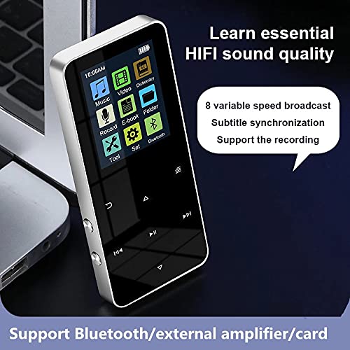 MP3 MP4 Music Video Player, 1.8 Polegadas Metal Touch, Bluetooth 4.2 Compatível com Cartão, com FM A