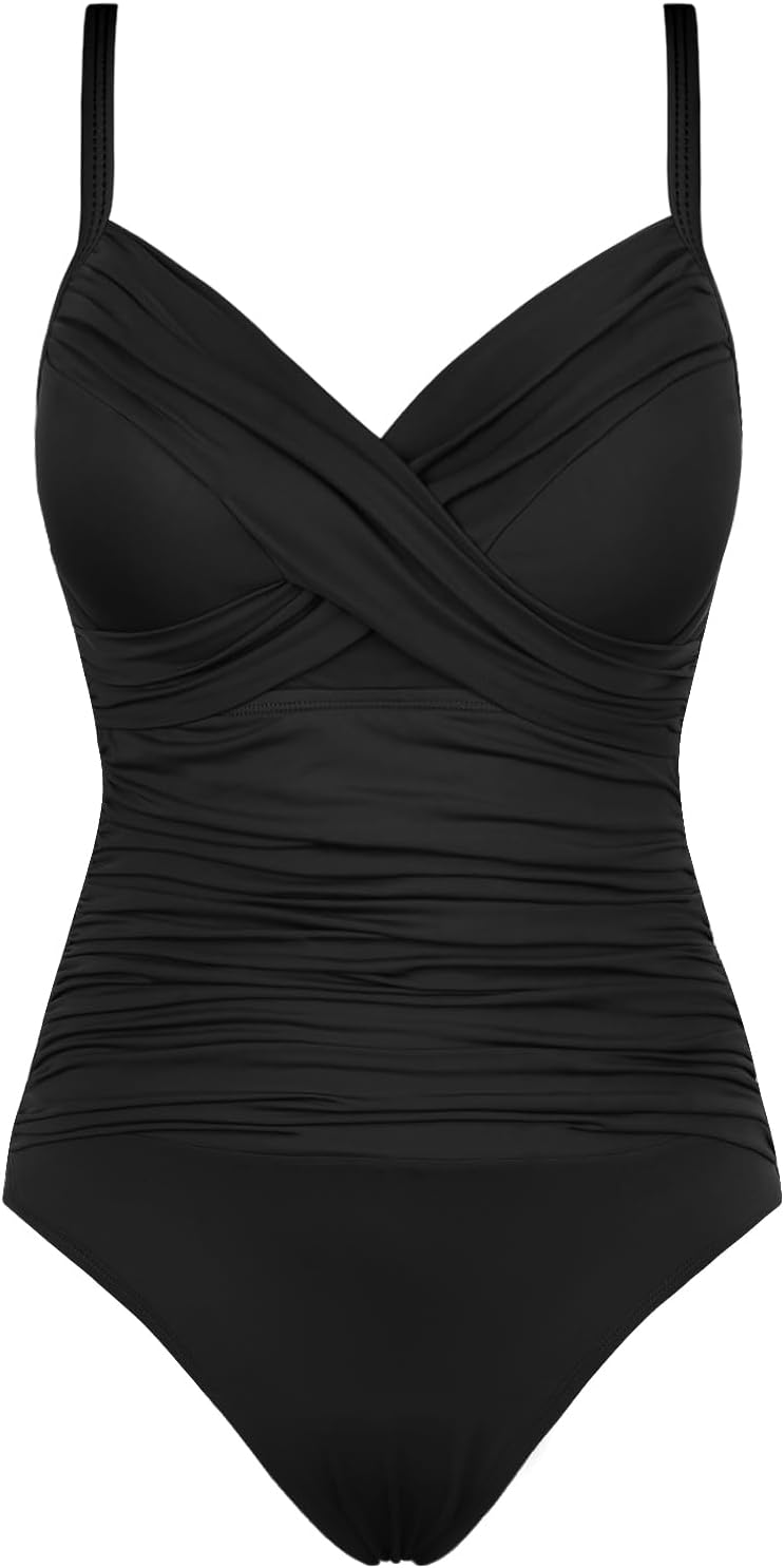 Hilor Women's Ruched Underwire One Piece Swimsuit Front Twist Swimwear Tummy Control Bathing Suit Monokini - Image 7