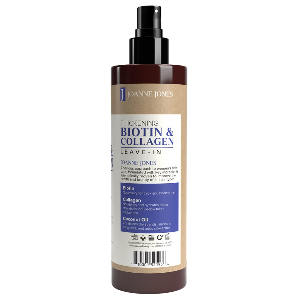 Joanne Jones Thickening Biotin & Collagen Leave-In Conditioner, 8-fl oz Spray Bottle, Boost Moisture and Shine for All Hair Types - Image 2