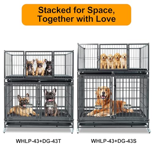 Homey Pet 43 Inch Whelping Box for Dogs and Puppies, Stackable Heavy Duty Metal Puppy Crate Cage Kennel with Wheels, Indoor Puppy Whelping Pen for Large Medium Small Breeds by Homey Pet - Image 9