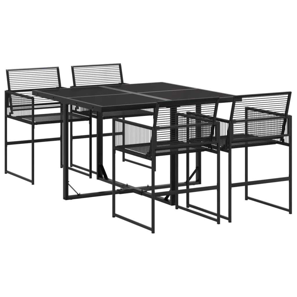 Ensemble à manger de jardin 5 pcs noir résine tressée avec table et chaises