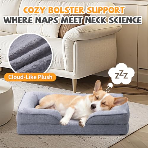 Makigued Orthopedic Dog Bed for Medium Dogs Egg Crate Foam Pet Sofa with Waterproof Liner, Removable Washable Cover, Nonslip Bottom, Cozy Couch for Small Medium Dogs, 28.0X 22.8X 6.7 in, Grey by Makigued - Image 3