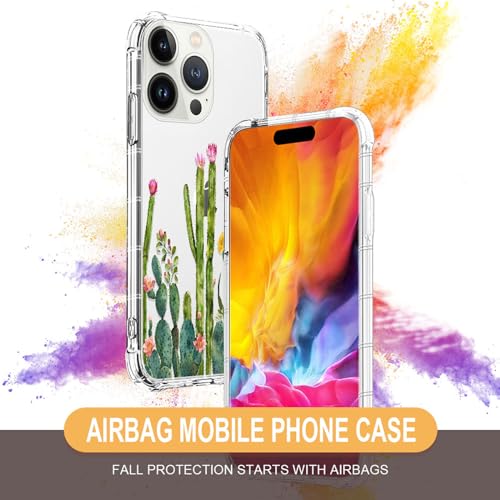 Coque compatible avec iPhone 15 Pro silicone motif cactus 6,1" - 3