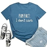 LOOKFACE Women Short Sleeve Tees Fun FACT Graphic Summer T Shirts Heather Indigo X-Large