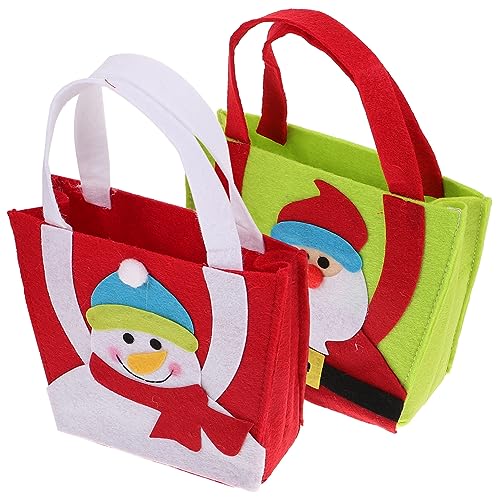 Artibetter 2 Piezas Bolsa Regalo Navideña de Tela No Tejida Unidades con Diseño Papá Noel y Muñeco de Bolsas Pequeñas para Dulces y Detalles Festivos Ligeras y Resistentes Navideñas