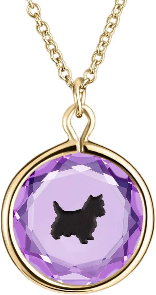 Engraved and Enameled Swarovski Crystal Yorkie Pendant/Necklace in Sterling Silver