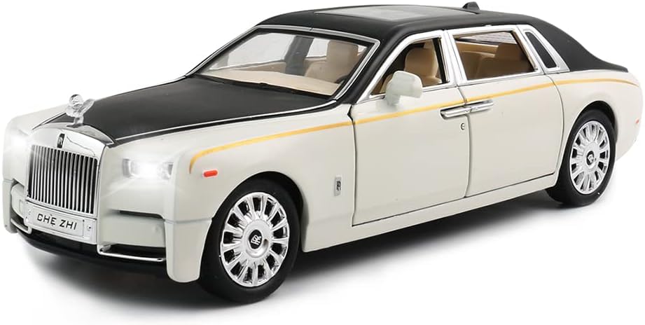Image of Exquisite car Model 1 /24 Rolls-Royce Phantom Model Car,Zinc Alloy Pull Back Toy car with Sound and Light for Kids Boy Girl Gift.(Phantom White 1:24)