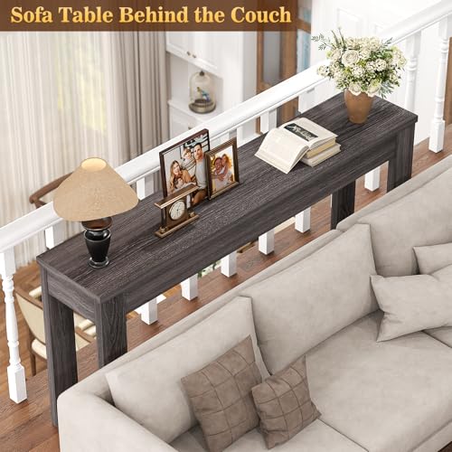 Image of Armocity Console Table, 47 inch Farmhouse Wood Entryway Table, Sofa Tables Narrow Long Behind Couch, Entry Table for Entrance, Hallway, Living Room, Gray Walnut