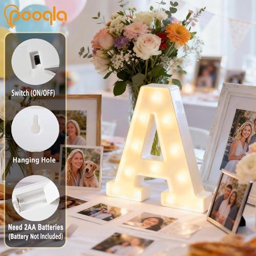 Image of Pooqla LED Marquee Letter Lights Sign, Light Up Alphabet Letter for Home Party Wedding Decoration E (Pack of 3)