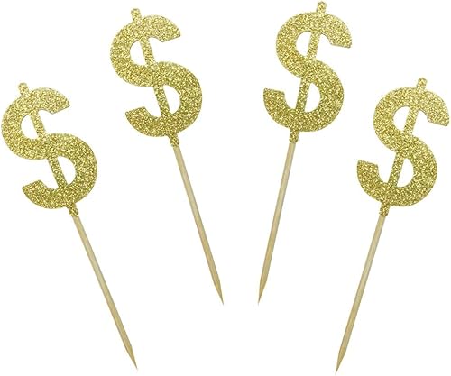 Miniatura 2 de 24 piezas de decoración para cupcakes con notas de dólar, para fiestas temáticas de negocios, cumpleaños, boda, baby shower, aniversario, fiesta,