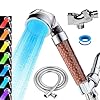 Vacto LED Handheld Shower Head Set with Filtration, Automatic 7-color Changing Shower Head Kit, High Pressure Handheld Shower Head with Hose and Bracket, Water Saving Showerheads with Filtration Beads