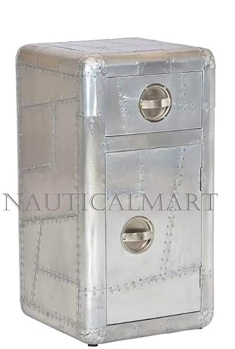 NauticalMart Aviator Side Table with Door and Drawer