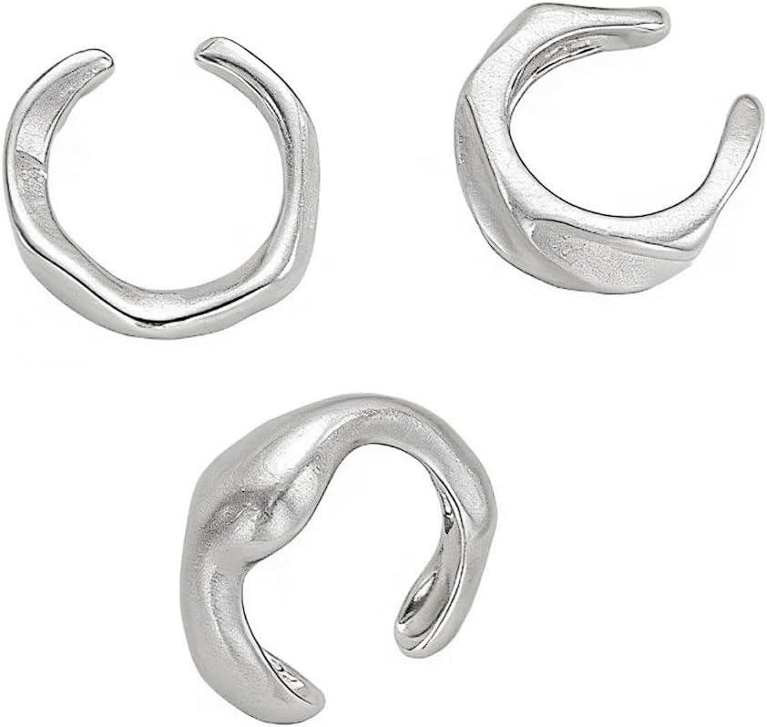 3pcs Silver Ear Cuffs Non Piercing Silver Ear Cuff Earrings for Women Punk Earring Cuff Earring Set Non Pierced Clip Earrings Fashion Jewelry Accessories