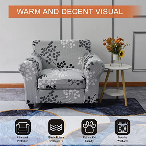 Niluoh Couch Chair Covers 2-Piece Stretch Armchair Cover Sofa Covers With Separate Seat Cushion Floral Pattern Sofa Couch Slipcover Furniture Protector Decorative For Living Room (Small,05) #TOP1