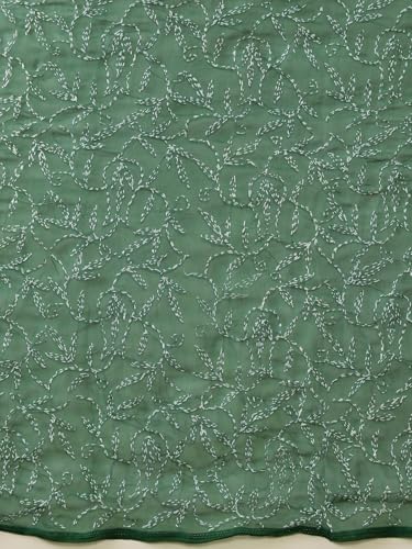 Image of Ada Hand Embroidered Lucknowi Chikankari Georgette Saree for Women with Unstitched Blouse Piece Tepchi Saree-3590