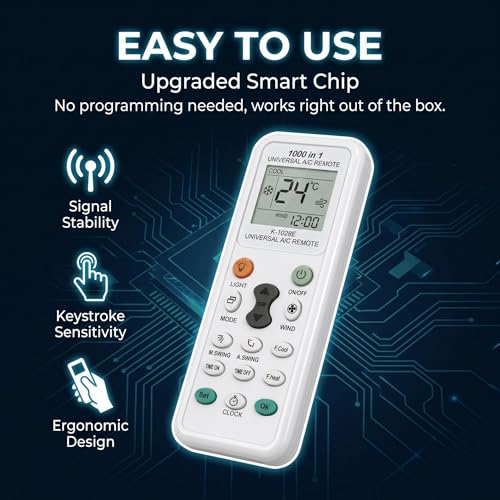 Miniatura 5 de Mando Aire Acondicionado Universal K-1028E, 1000 en 1 LCD Universal Remote Control Compatible con LG Samsung Daikin Gree Midea Haier Toshiba y Más Marcas, Reemplazo AC con Enfriamiento Rápido