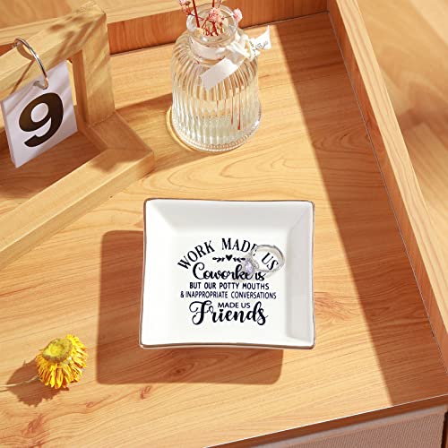 Gifts For Coworker Friends Gifts For Women Ring Dish -"Work Made Us Coworkers, But Our Potty Mouths & Inappropriate Conversations Made Us Friends" Farewell Gifts For Coworkers Workmates Office Gifts #TOP5